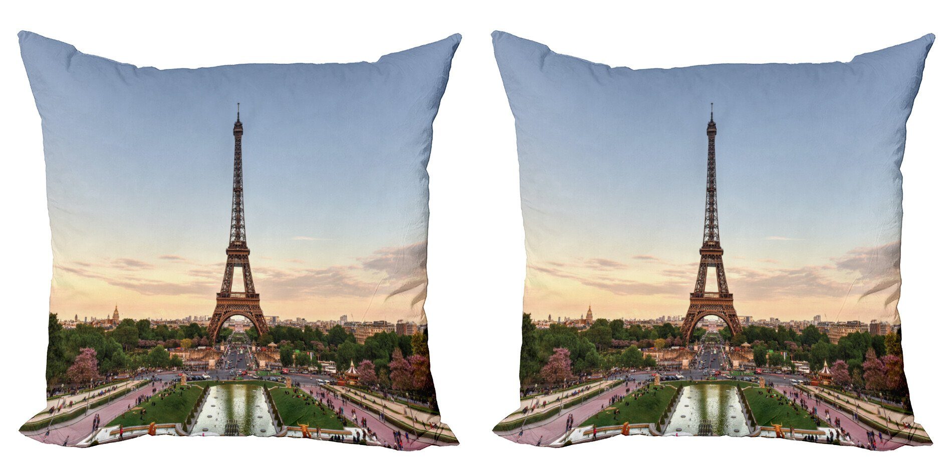 (2 der Modern Menschen Die Eiffelturm Kissenbezüge Stück), Digitaldruck, Stadt in Accent Abakuhaus Doppelseitiger