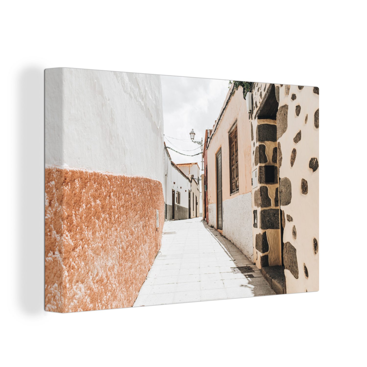 Aufhängefertig, cm Weiß Haus Leinwandbild Orange, (1 Leinwandbilder, - - OneMillionCanvasses® Wandbild St), Wanddeko, 30x20