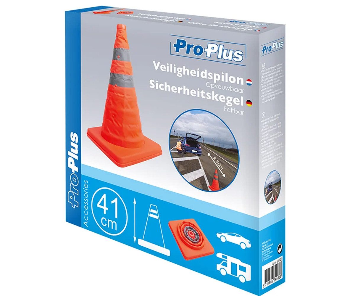 ProPlus Pylone Faltbarer Sicherheitskegel, 41 cm – Warnkegel für Pannen & Absicherung (1 St), faltbar
