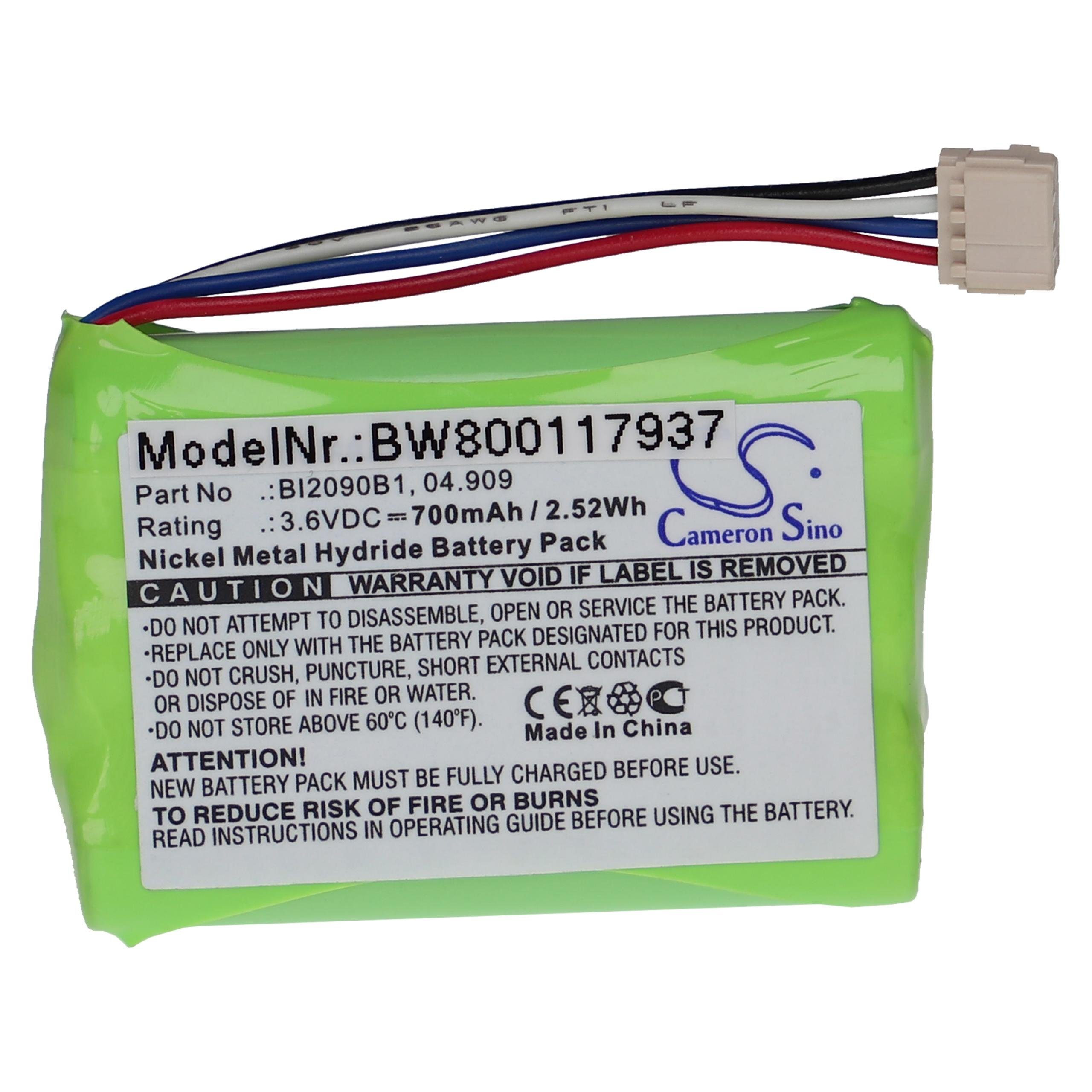 vhbw Ersatz für HBC BI2090B1, 04.909 für Akku NiMH 700 mAh (3,6 V)