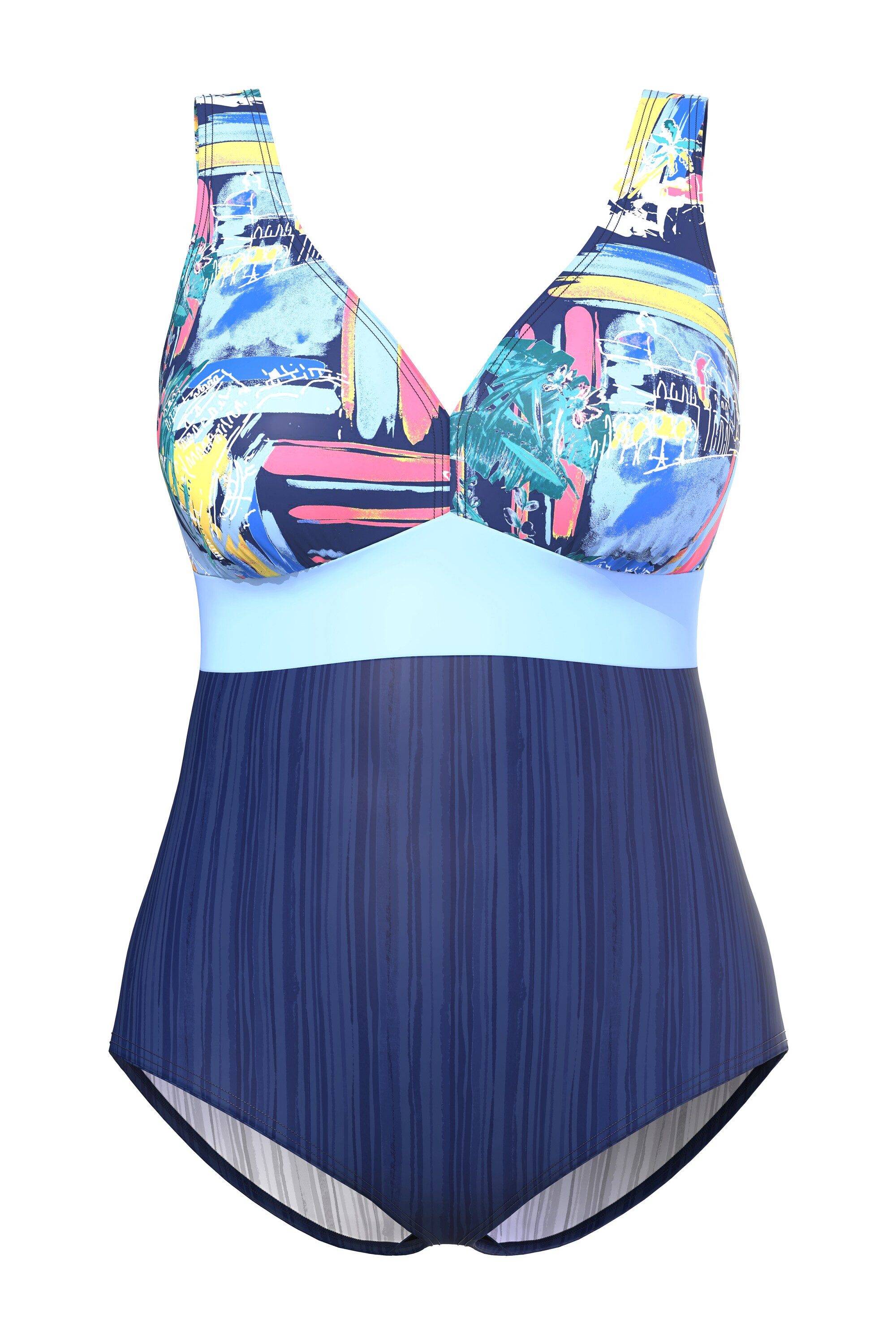 Ulla Popken Badeanzug Badeanzug Rundhals Softcups recycelt günstig online kaufen