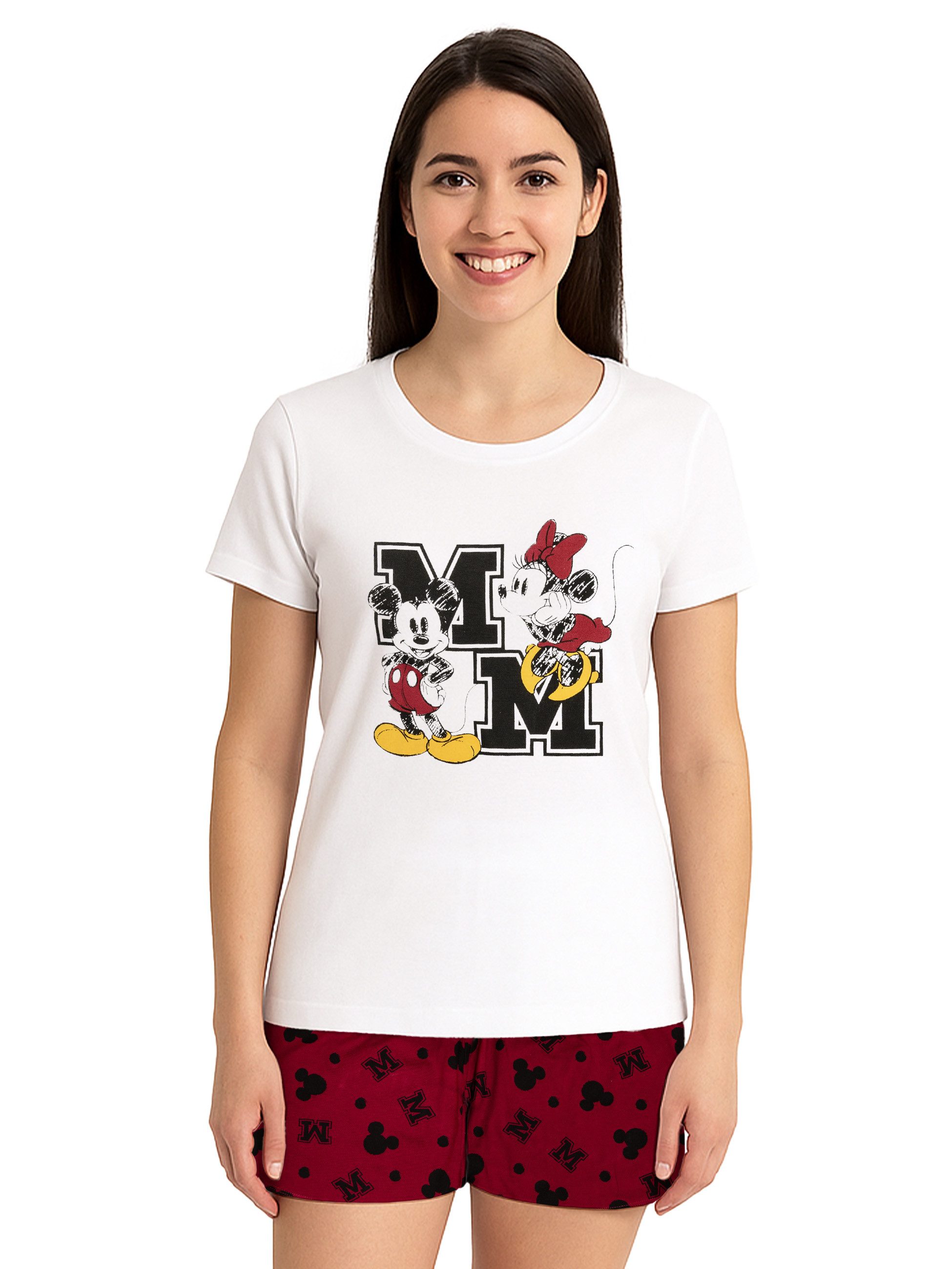 United Labels® Schlafanzug Disney Minnie Mouse Schlafanzug Pyjama Kurzarm Oberteil mit Shorts