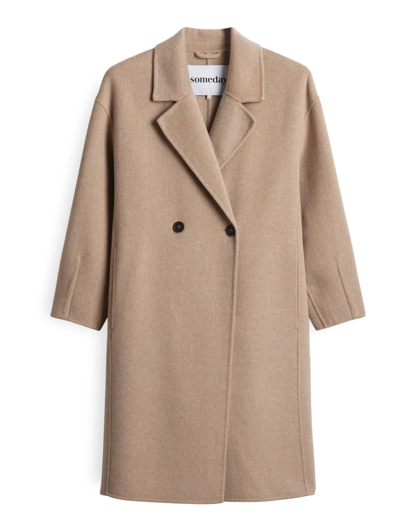 someday Wollmantel Valmera lockere Passform, Reverskragen, Abnäher am Ärmelsaum