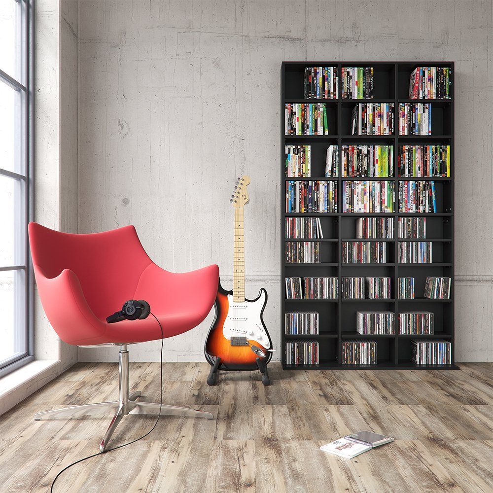 Vicco CD-Regal Jukebox, Schwarz, 102 x 178 cm, 1-tlg.