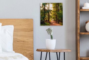 OneMillionCanvasses® Leinwandbild Wald - Weg - Bäume - Grün - Sonne - Natur, (1 St), Leinwand Bilder für Wohnzimmer Schlafzimmer