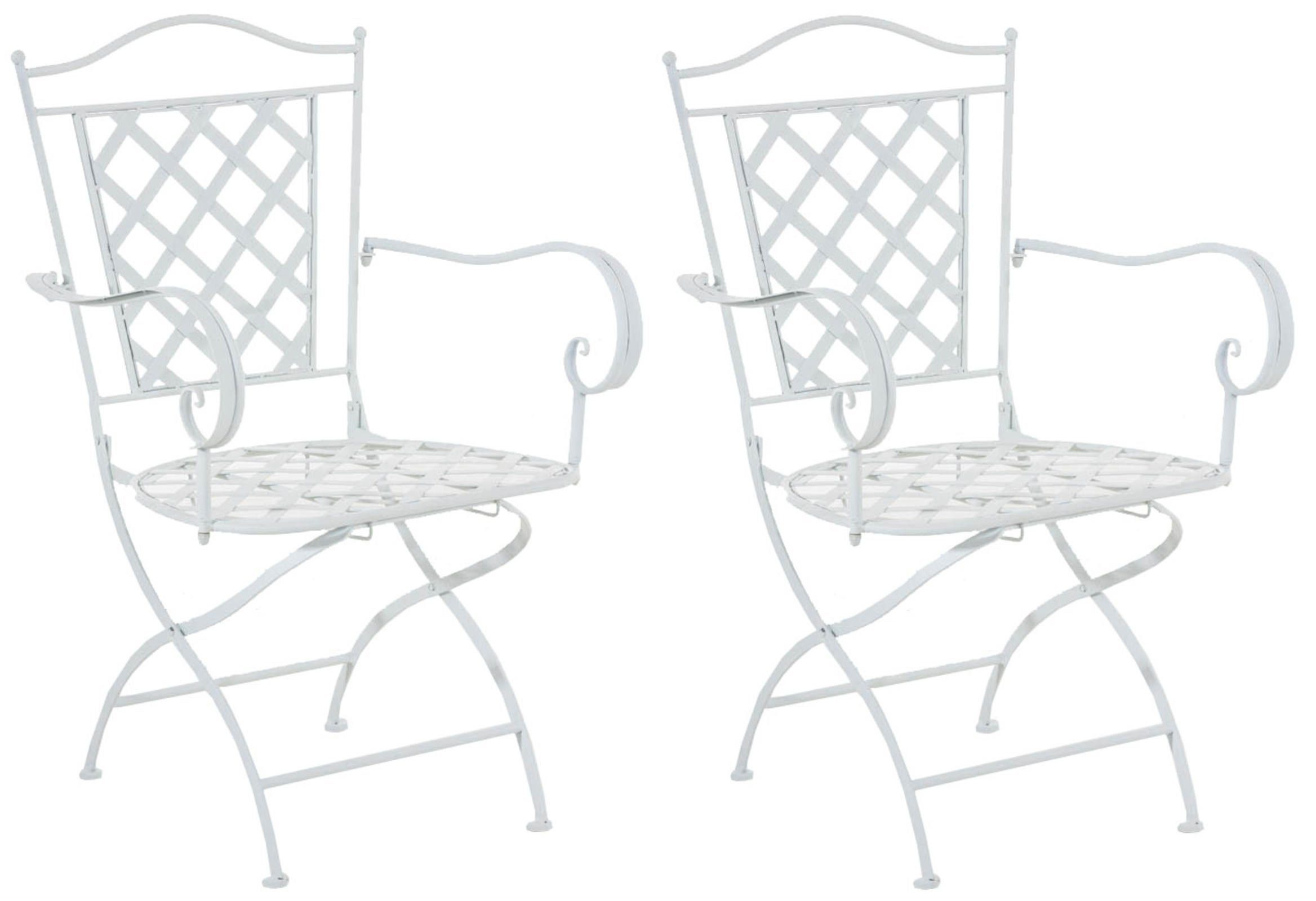 CLP Gartenstuhl Adara (2er Set), handgefertigter Gartenstuhl aus Eisen weiß