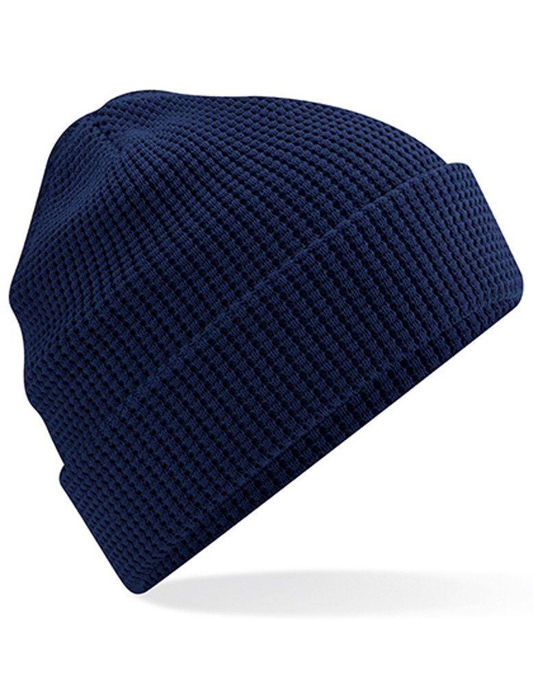 Modescout Stadler Strickmütze Cooler Winter Beanie mit Waffelstrick Bio-Baumwolle Oxford Navy