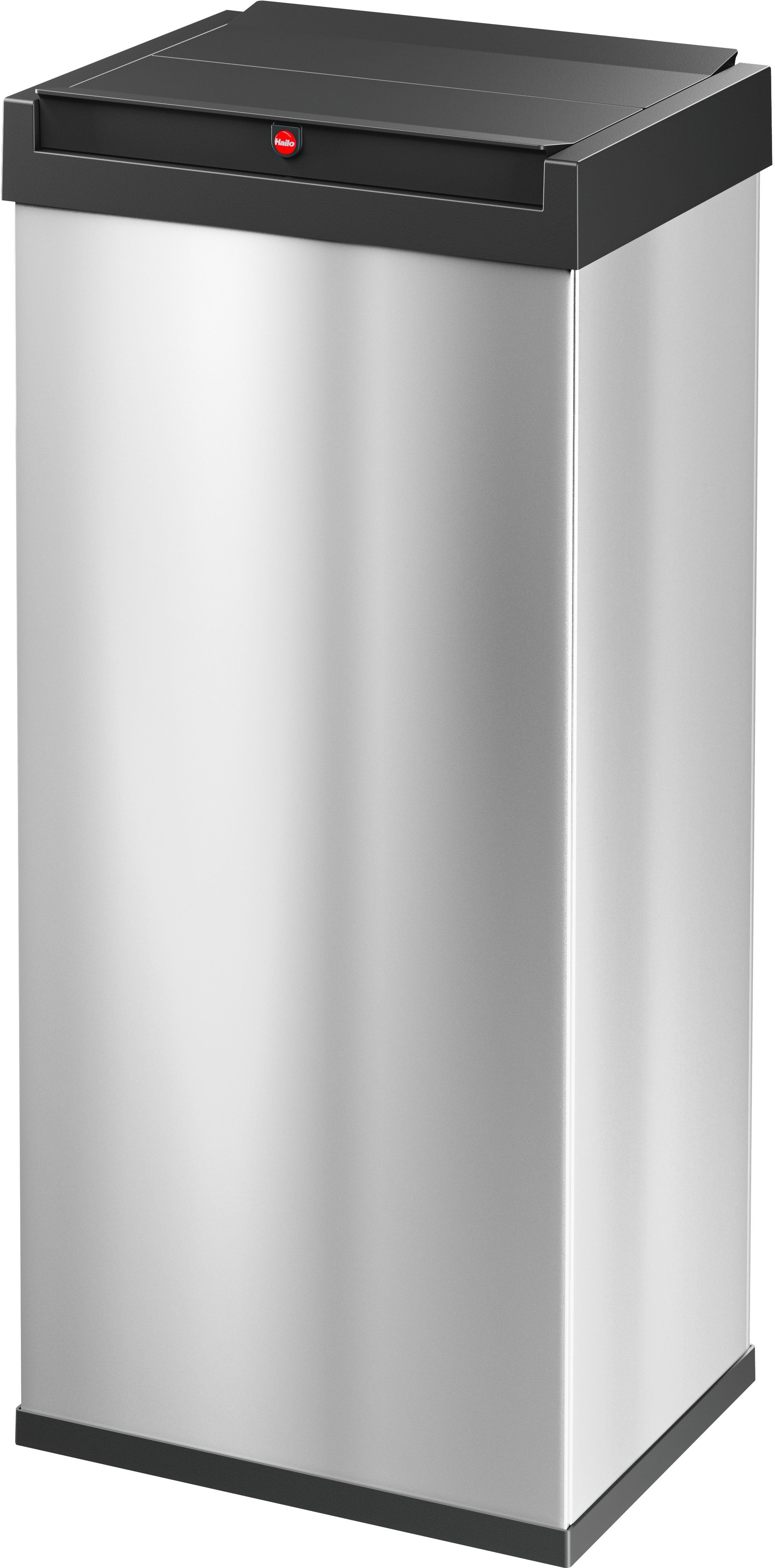 Hailo Mülleimer Big-Box Swing XL, 52 l, Stahlblech o. Edelstahl, mit selbstschließendem Schwingdeckel edelstahlfarben/schwarz | Mülleimer