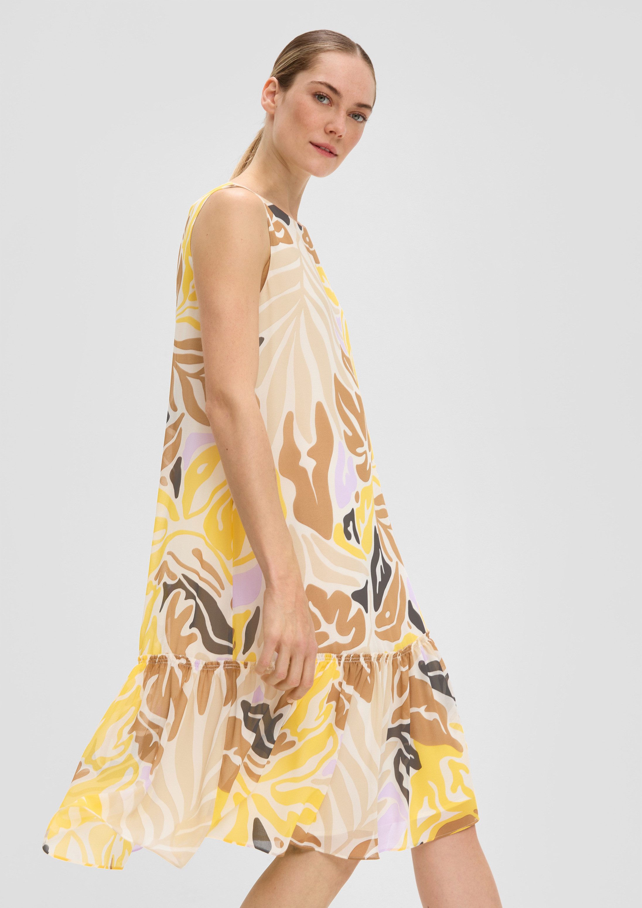 s.Oliver Minikleid Kleid Knieumspielendes Chiffon-Kleid mit Volants