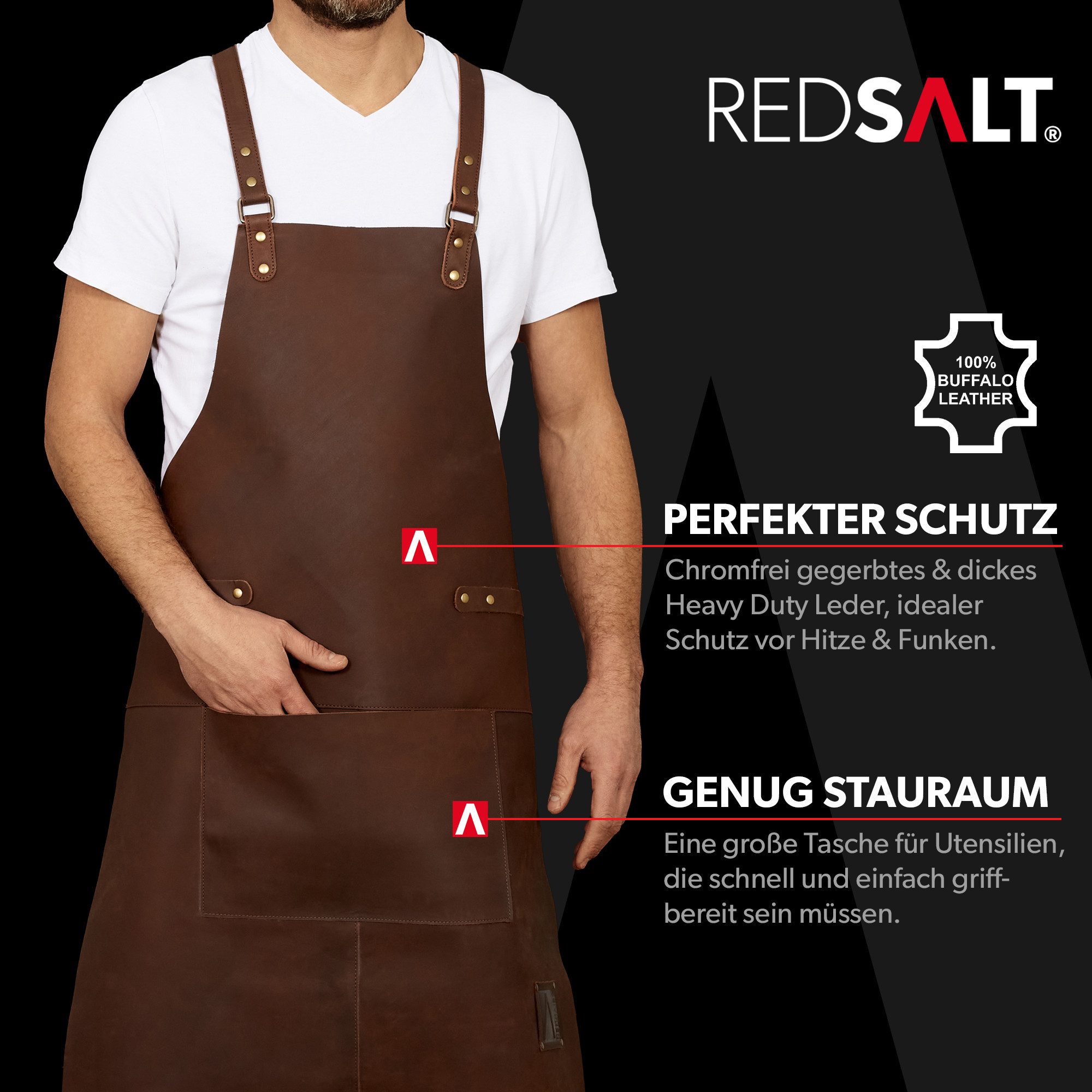 REDSALT® Grillschürze Premium Lederschürze 84x62cm, Arbeitsschürze günstig online kaufen