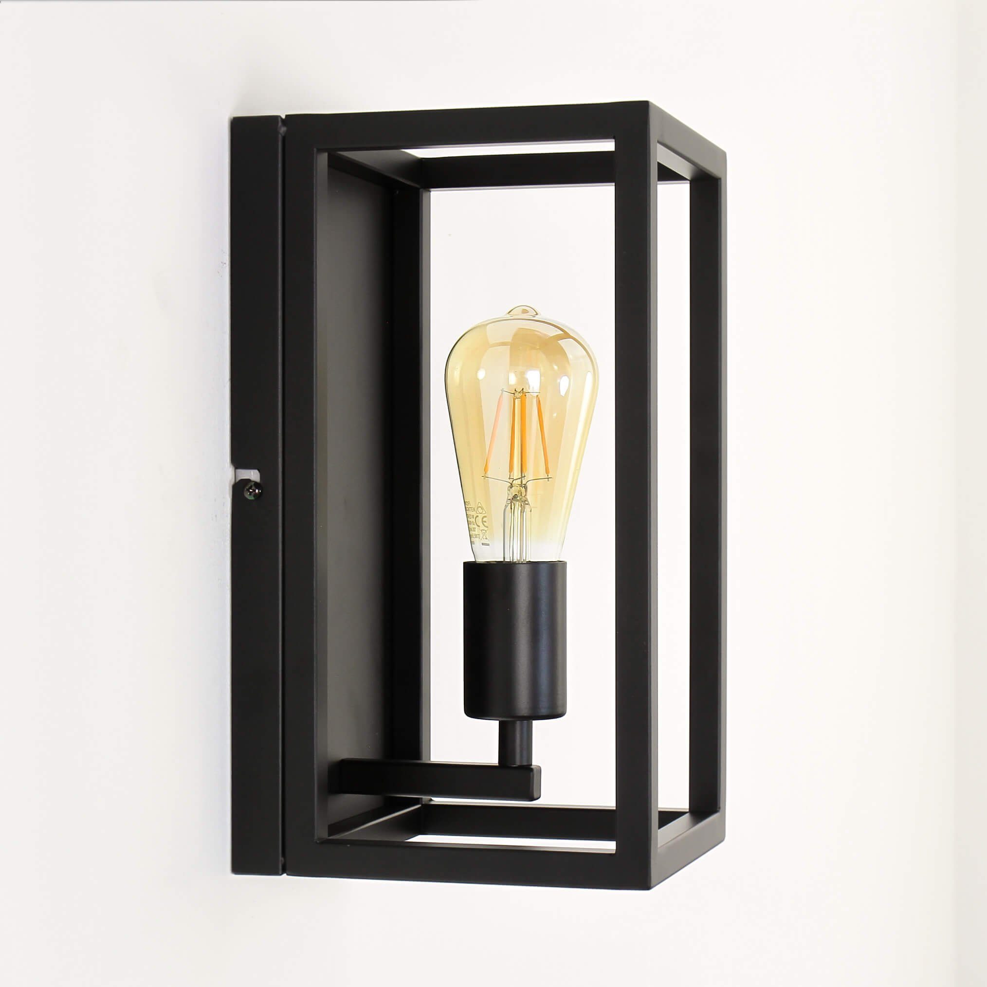 Licht-Erlebnisse Wandleuchte »FRAME«, ohne Leuchtmittel, Wandlampe  Bauhausstil Schwarz Metall Laterne Esszimmer Lampe