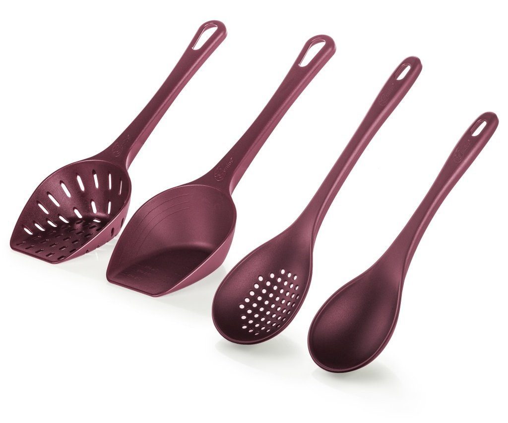 Genius Kochbesteck-Set Genius - Schöpflöffel Set 4-teilig Schöpfkellen Suppenkelle rubinrot (4-teiliges Schöpfkellen-Set)