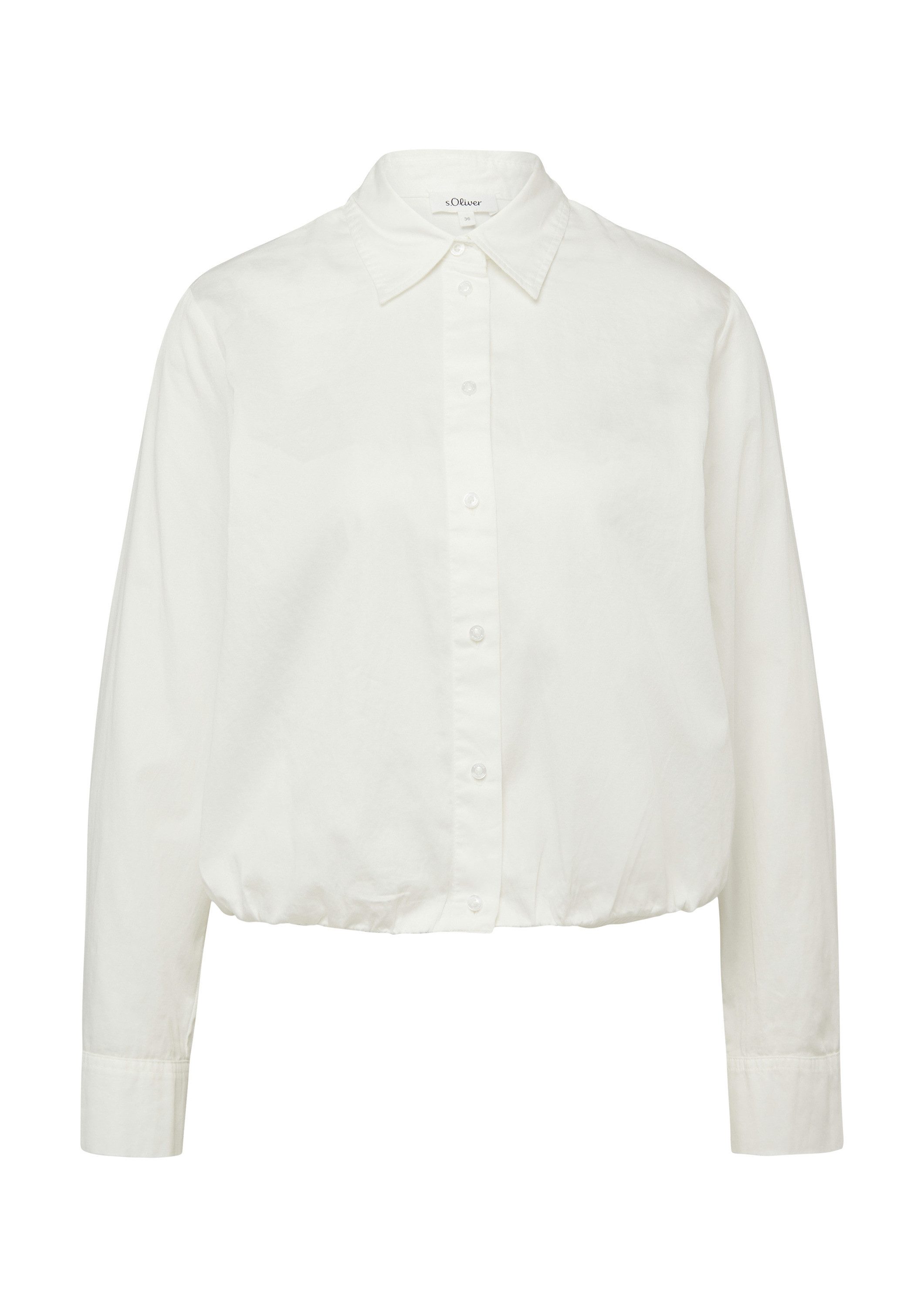 s.Oliver Langarmbluse Bluse Baumwollsatin-Bluse mit Raffung