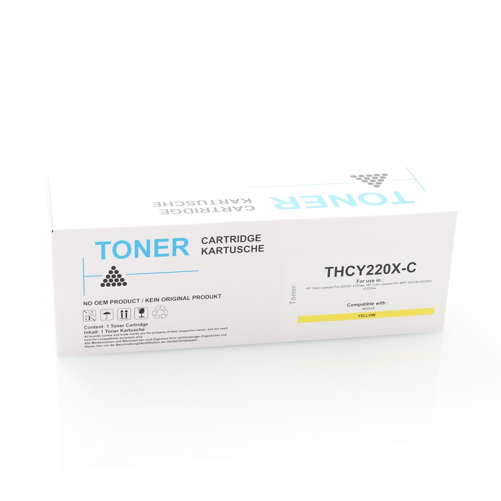 ABC Tonerkartusche Kompatibler Toner (MIT CHIP) für HP 220X W2202X Gelb Color Laserjet Pr
