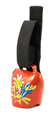 swisstrailbell Fahrradklingel Edition rot mit Alpenblumen, handgemalt, Trailbell, Bear Bell