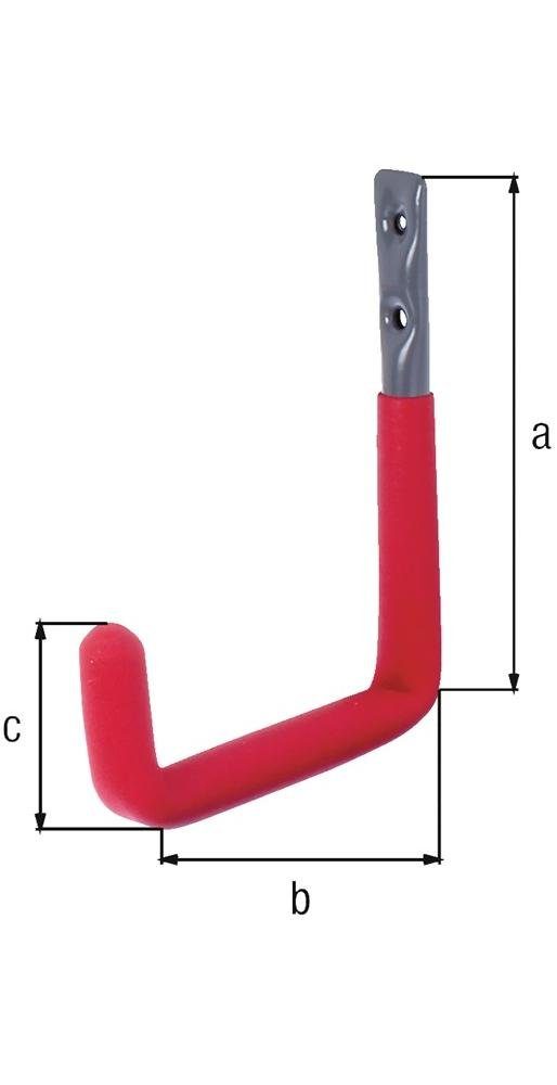 Alberts Möbelbeschlag Wandhaken U-Form Rotgummi Ausladung 83 mm Stahl roh verzinkt Höhe 120 mm Ø 18 mm