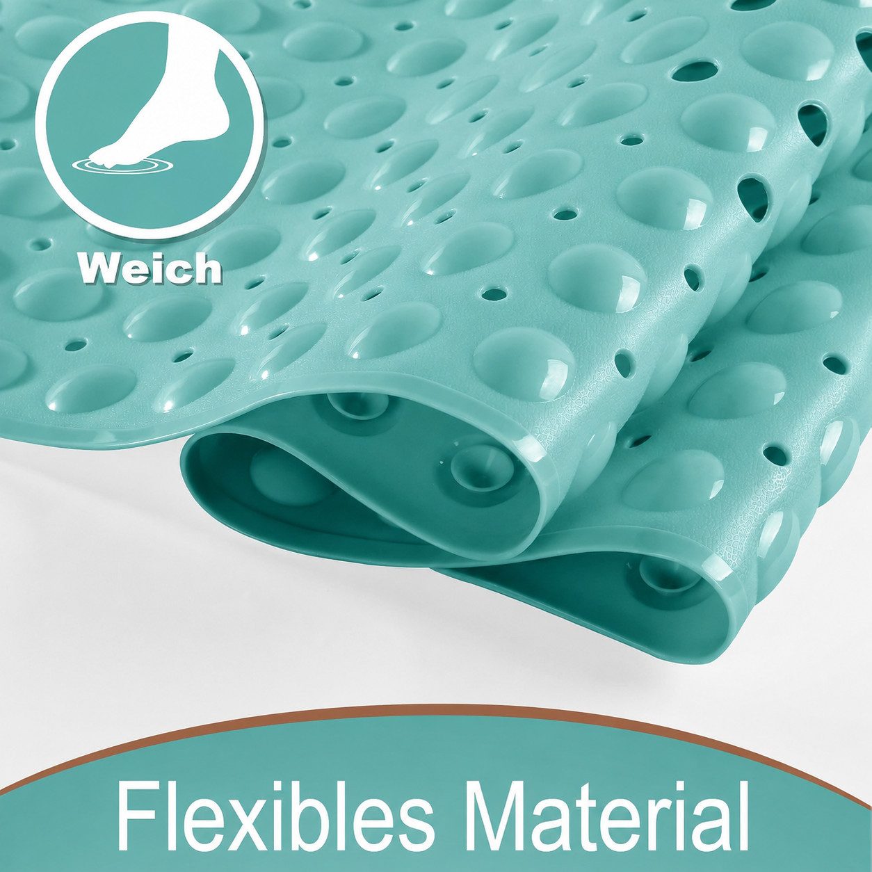 Forrlite Badematte Badewannenmatte rutschfest, BPA Frei Antirutschmatte, 100 x 40 cm, Extra Lang Duschmatte Schnelltrocknend & Maschinenwaschbar Schimmelresiste – Bild 4 von 5