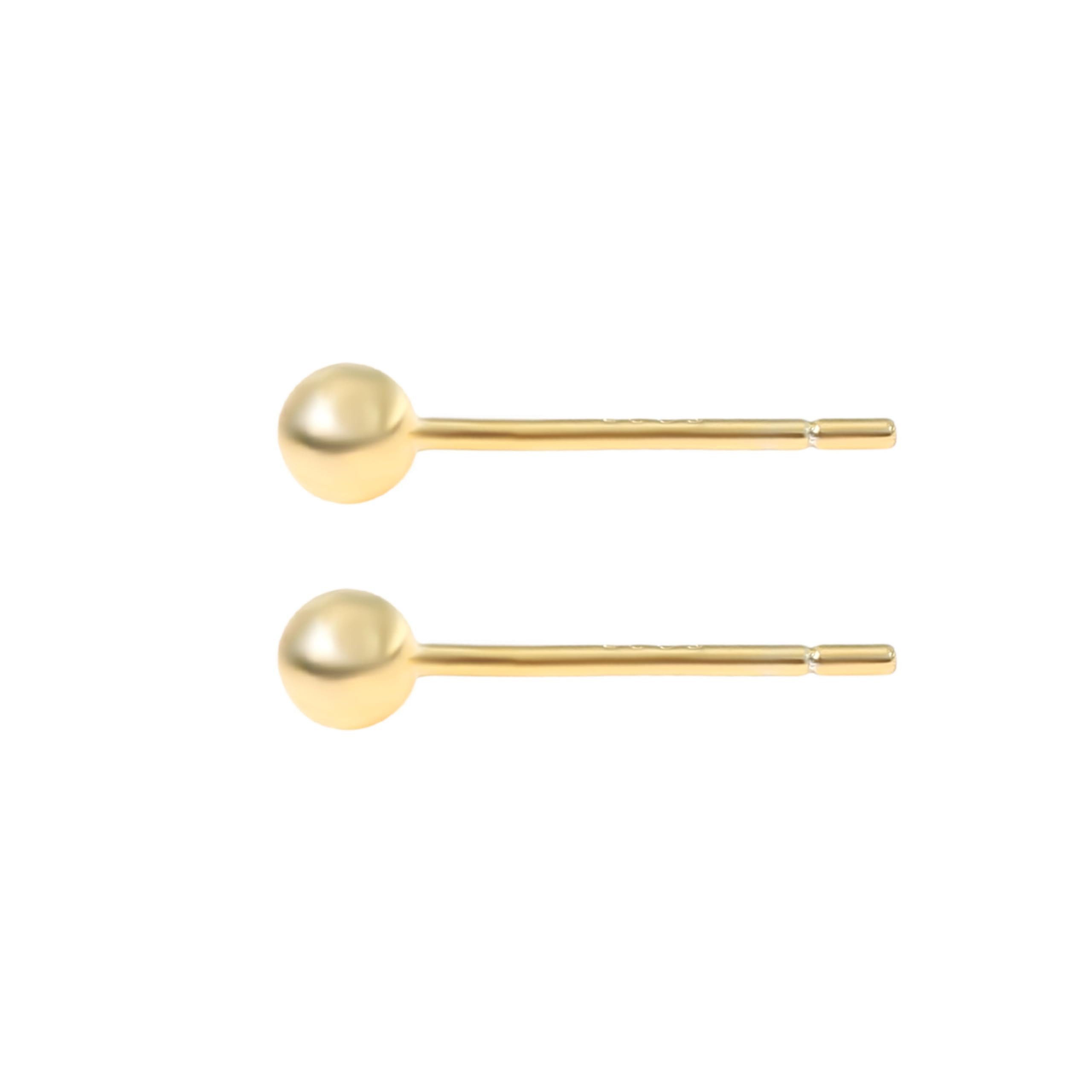 Made by Nami Paar Ohrstecker Edelstahl in Gold für Damen mit kleiner Kugel, Wasserfester Schmuck Geschenk Freundin