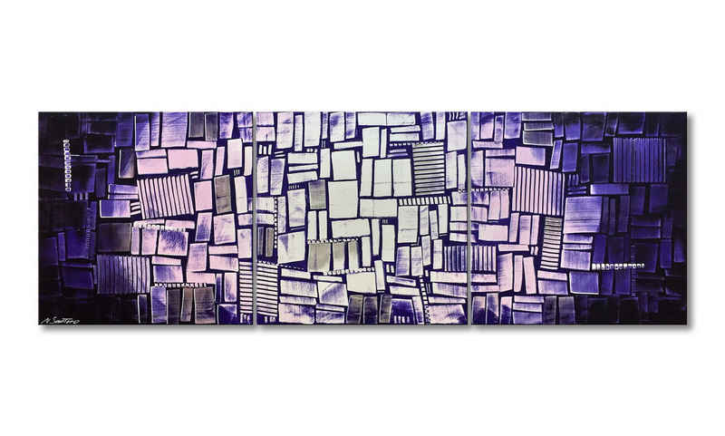 WandbilderXXL XXL-Wandbild Purple Moon 210 x 70 cm, Abstraktes Gemälde, handgemaltes Unikat