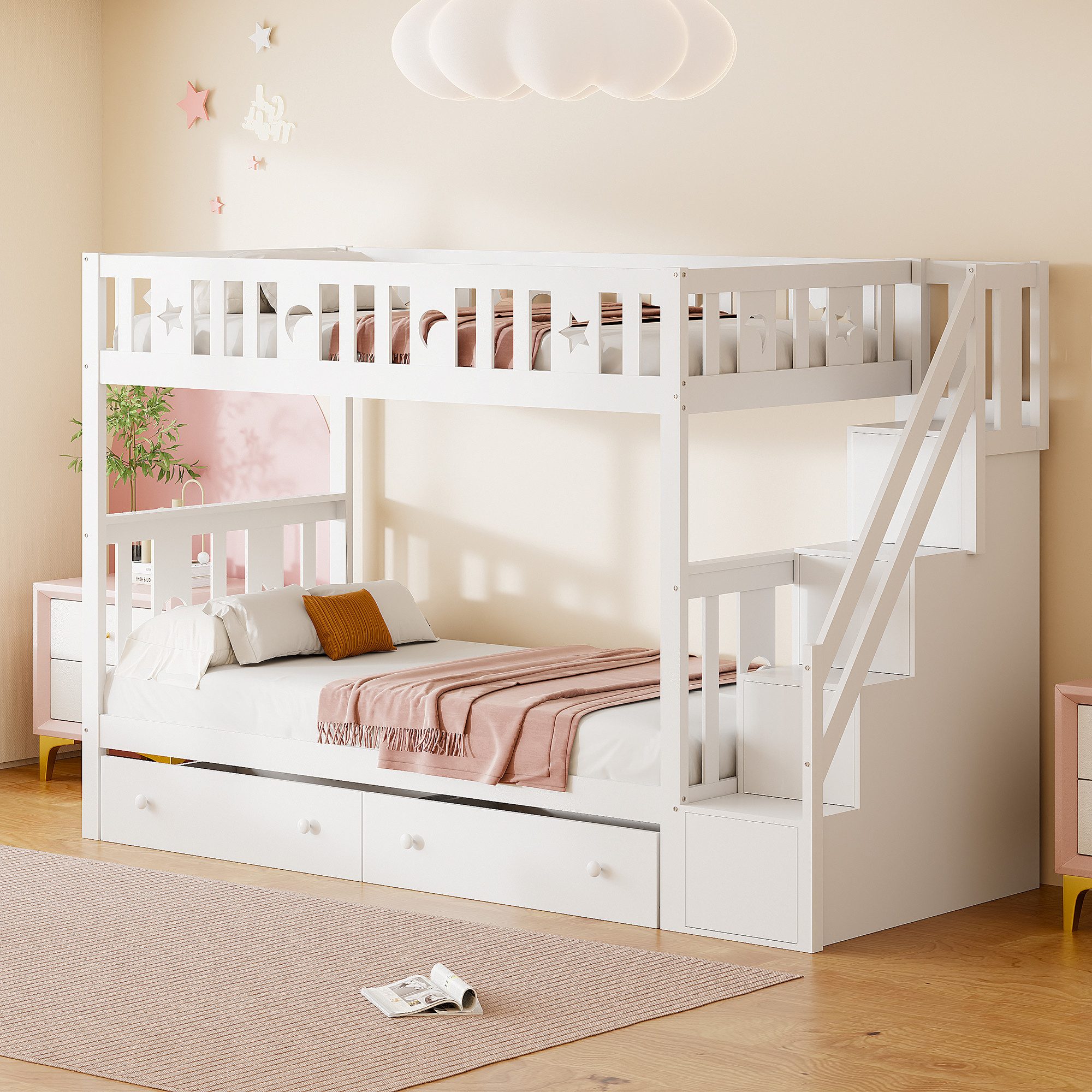 HAUSS SPOLE Etagenbett 90X200cm mit Stauraumtreppe, günstig online kaufen