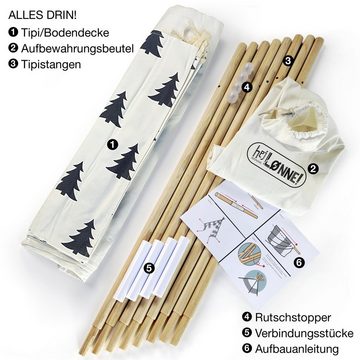 Hej Lønne Tipi-Zelt Tipi Zelt für Kinder Baum Muster Kinderzelt, (6er Set)