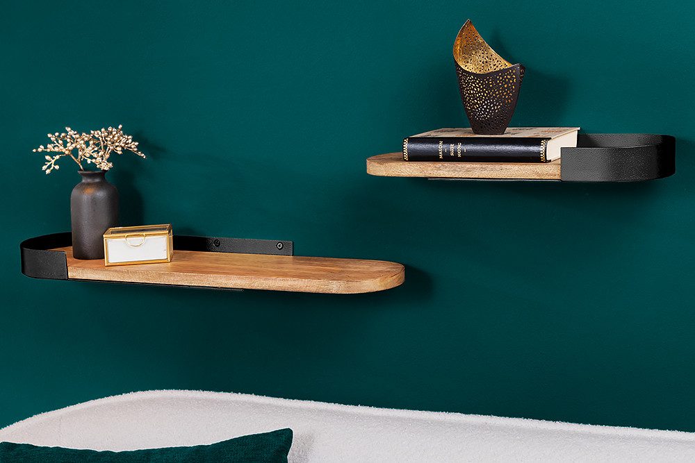 riess-ambiente Wandregal PURE NATURE 60cm schwarz / natur, Set 2-tlg., Wohn günstig online kaufen