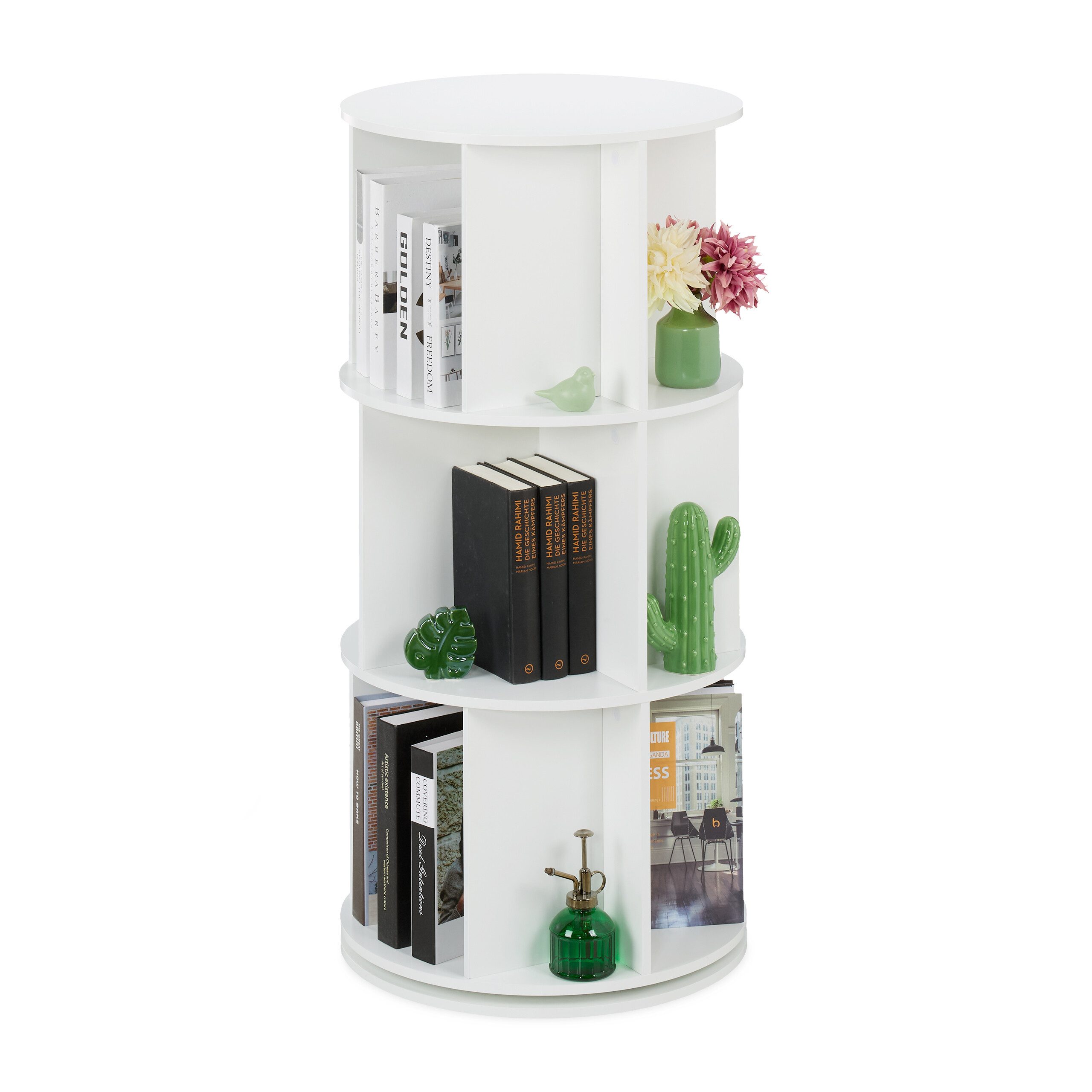 relaxdays Bücherregal Drehbares Bücherregal rund, 1-tlg.