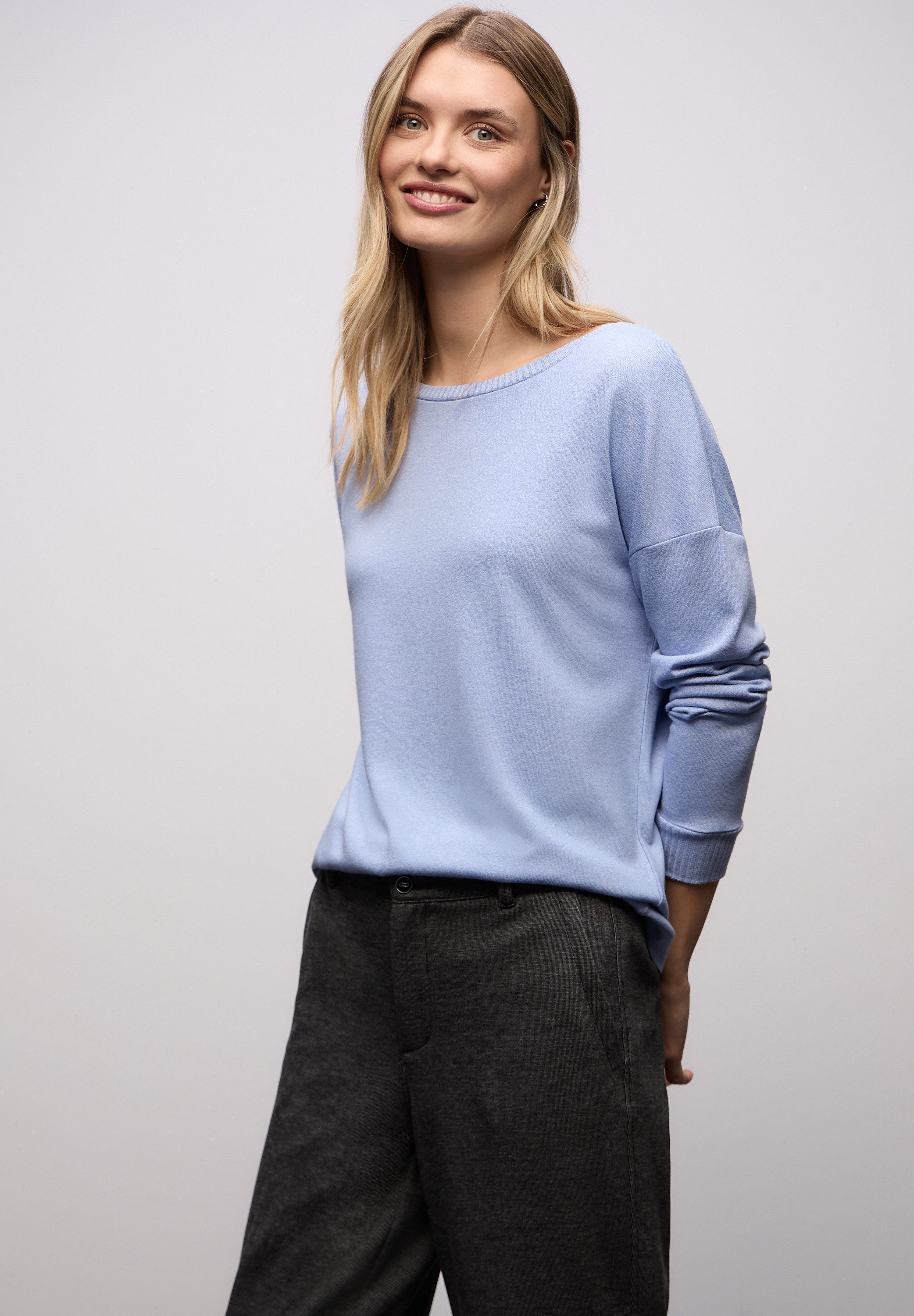 STREET ONE Langarmshirt im Melange Look