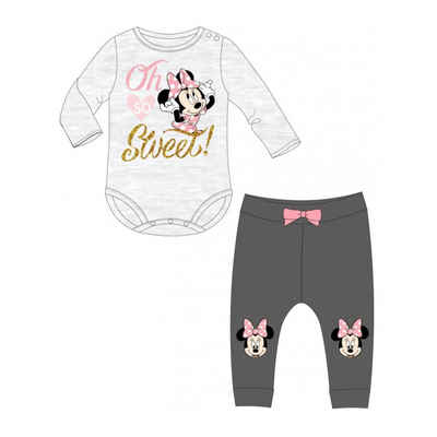 Disney Baby Shirt & Hose Minnie Maus "Oh so sweet" Langarm-Baby-Set, Body & Hose in Grau (Set, 2-tlg) mit niedlichem Print