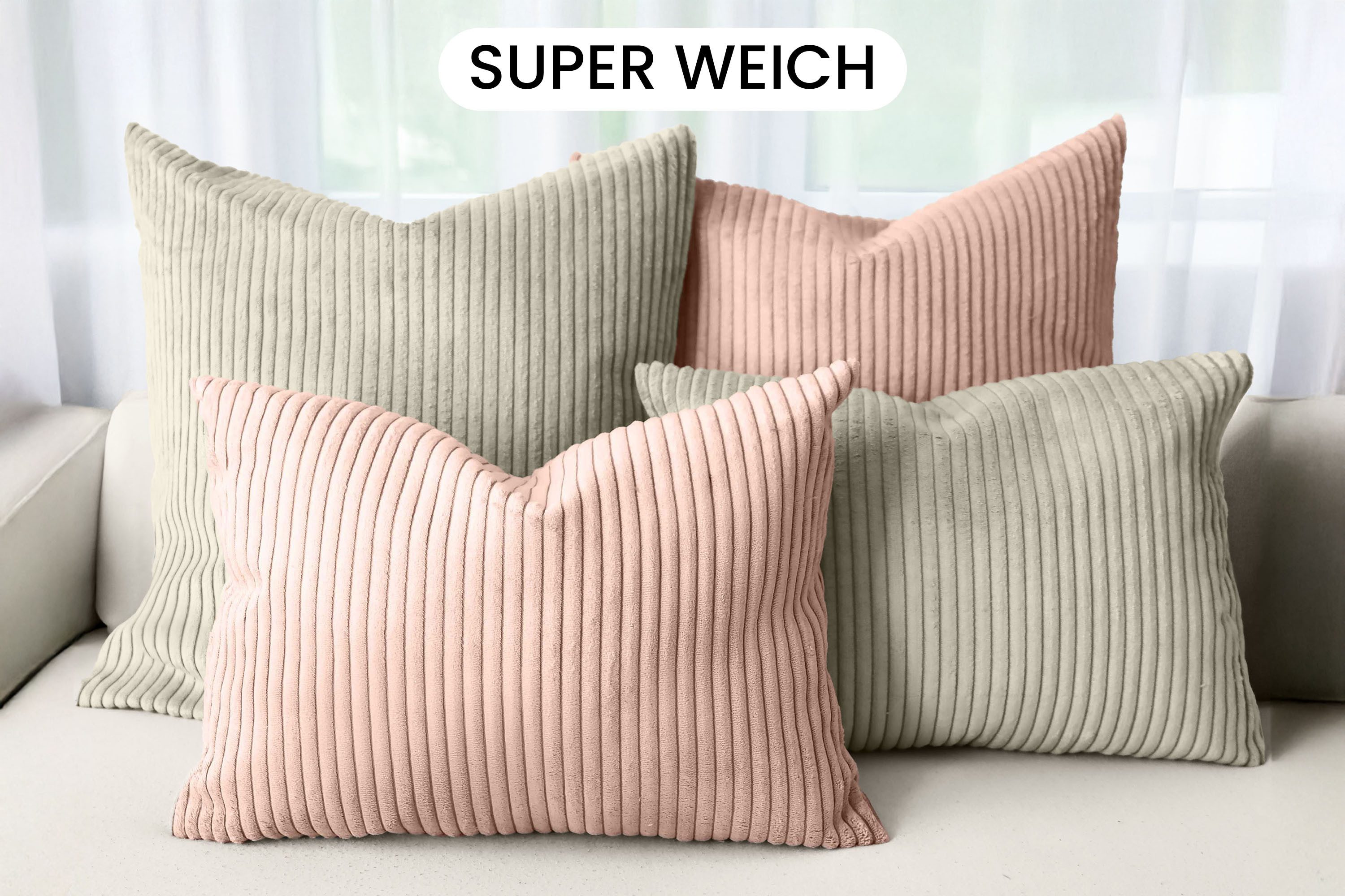 Amilian Dekokissen - Kissen Set 4er - Sofakissen mit Füllung 2x 50x50 + 2x 35x45cm, (4 Stück) Kuschelkissen - Zierkissen mit Kissenfüllung - Couchkissen