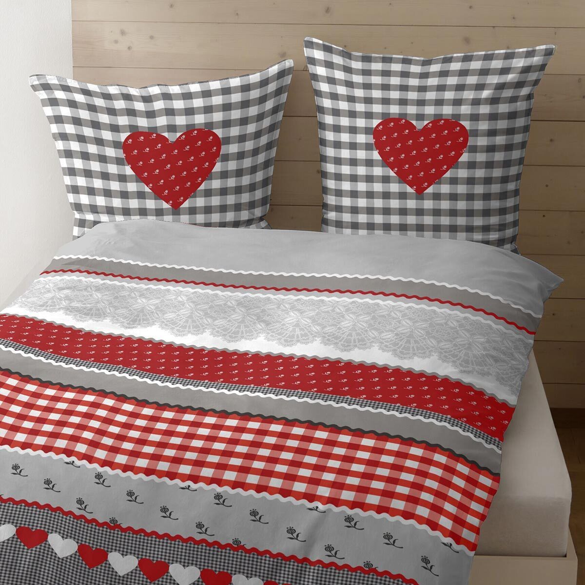 TRAUMSCHLAF Bettwäsche Herz, Biber, 2 teilig, warme Biber Qualität günstig online kaufen
