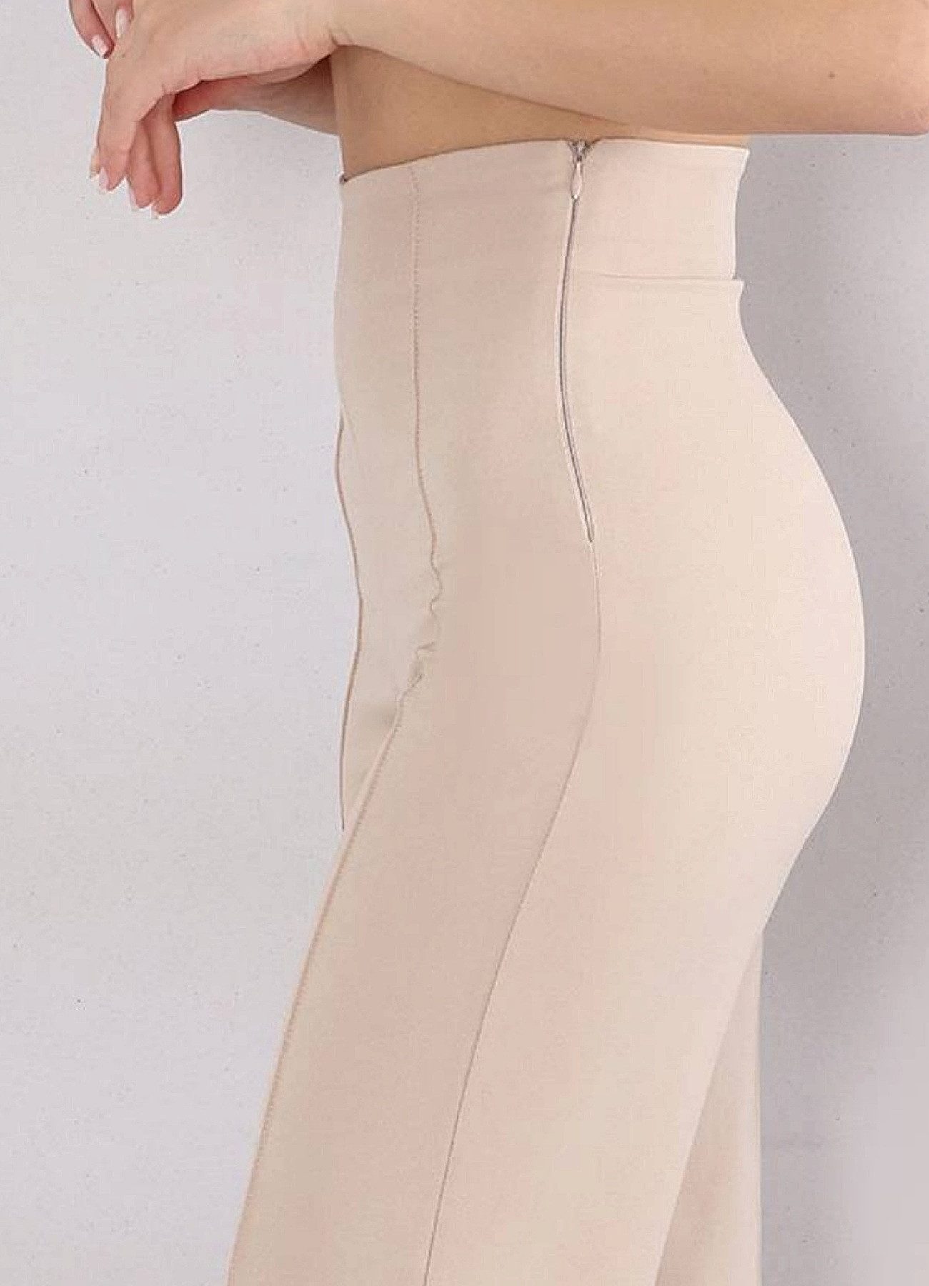 fashionshowcase Bootcuthose Damen Hose Hochtailliert Krepphose - Elegante Büro- und Freizeithose seitlicher Reißverschluss, Hohe Taille