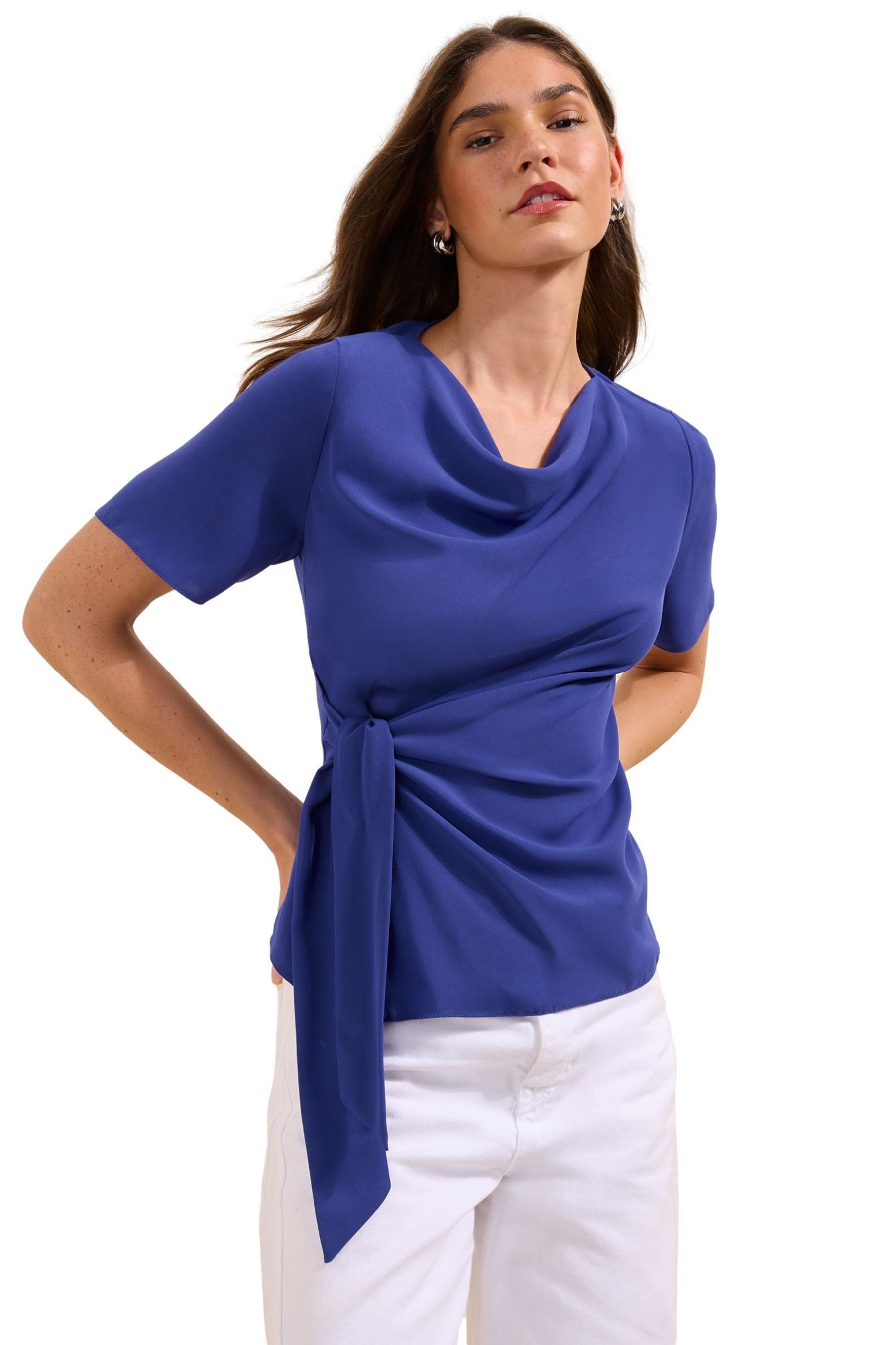 Friends Like These Kurzarmbluse Friends Like These Bluse mit seitlicher Bindung (1-tlg)