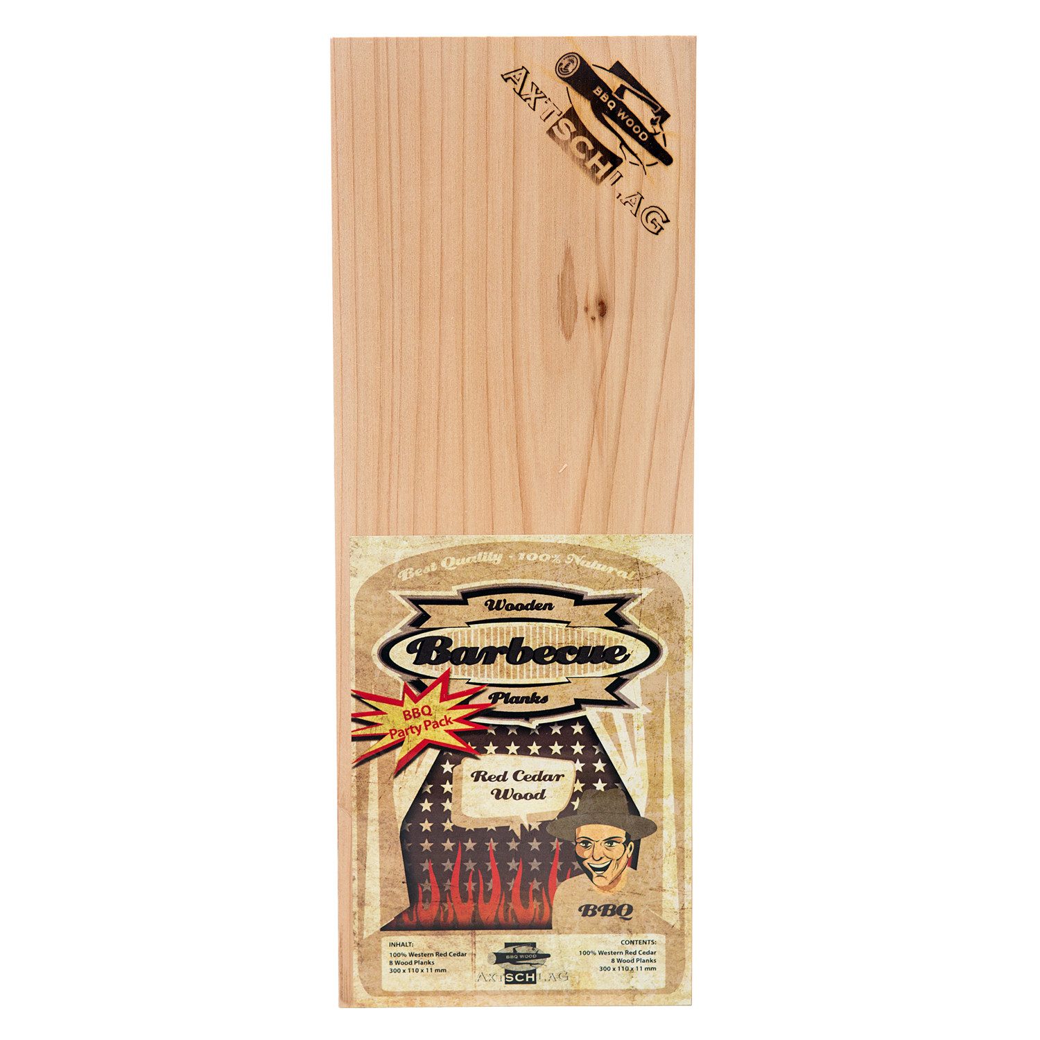 Axtschlag Aromaplanke Axtschlag Wood Plank Rotzeder BBQ Party Pack 8er Set, Holz