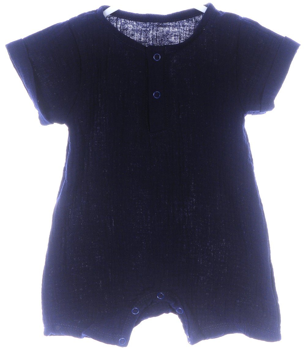La Bortini Spieler Baby Anzug Romper in Blau kurzer Strampler aus Musselin (Einteiler, für Jungen) aus Baumwolle, 44 50 56 62 68