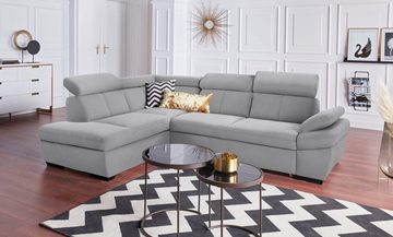 exxpo - sofa fashion Ecksofa Salerno, L-Form, inkl. Kopf- und Armteilverstellung, wahlweise mit Bettfunktion