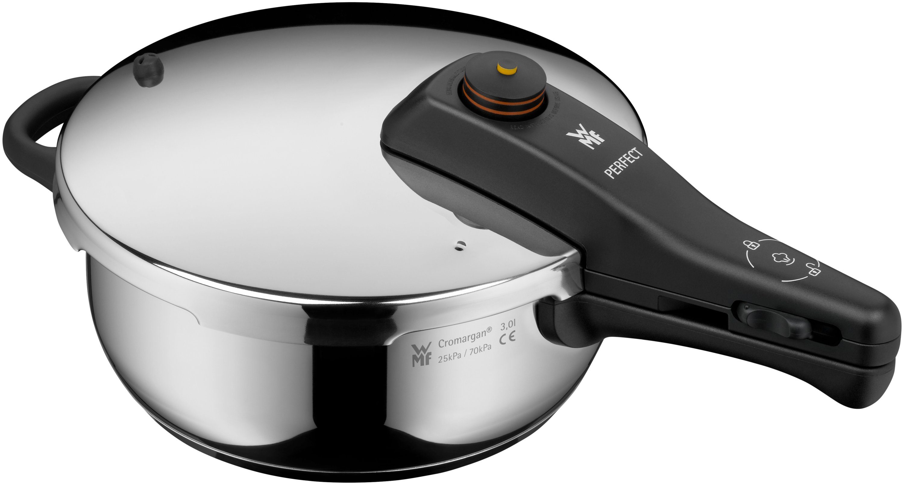 WMF Schnellkochtopf Perfect Dampfkochtopf, Cromargan® Edelstahl Rostfrei 18/10, Kochanzeige, Sicherheitssystem, einfache Reinigung
