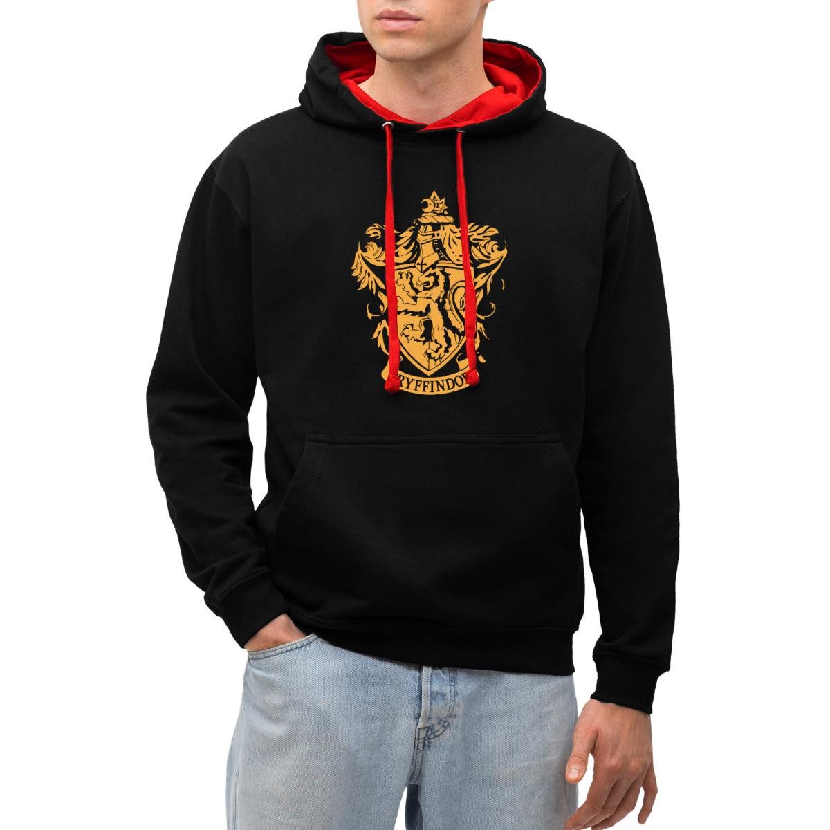 Spreadshirt Hoodie Harry Potter Haus Gryffindor Wappen Logo Unisex Kontrast Hoodie (1-tlg)