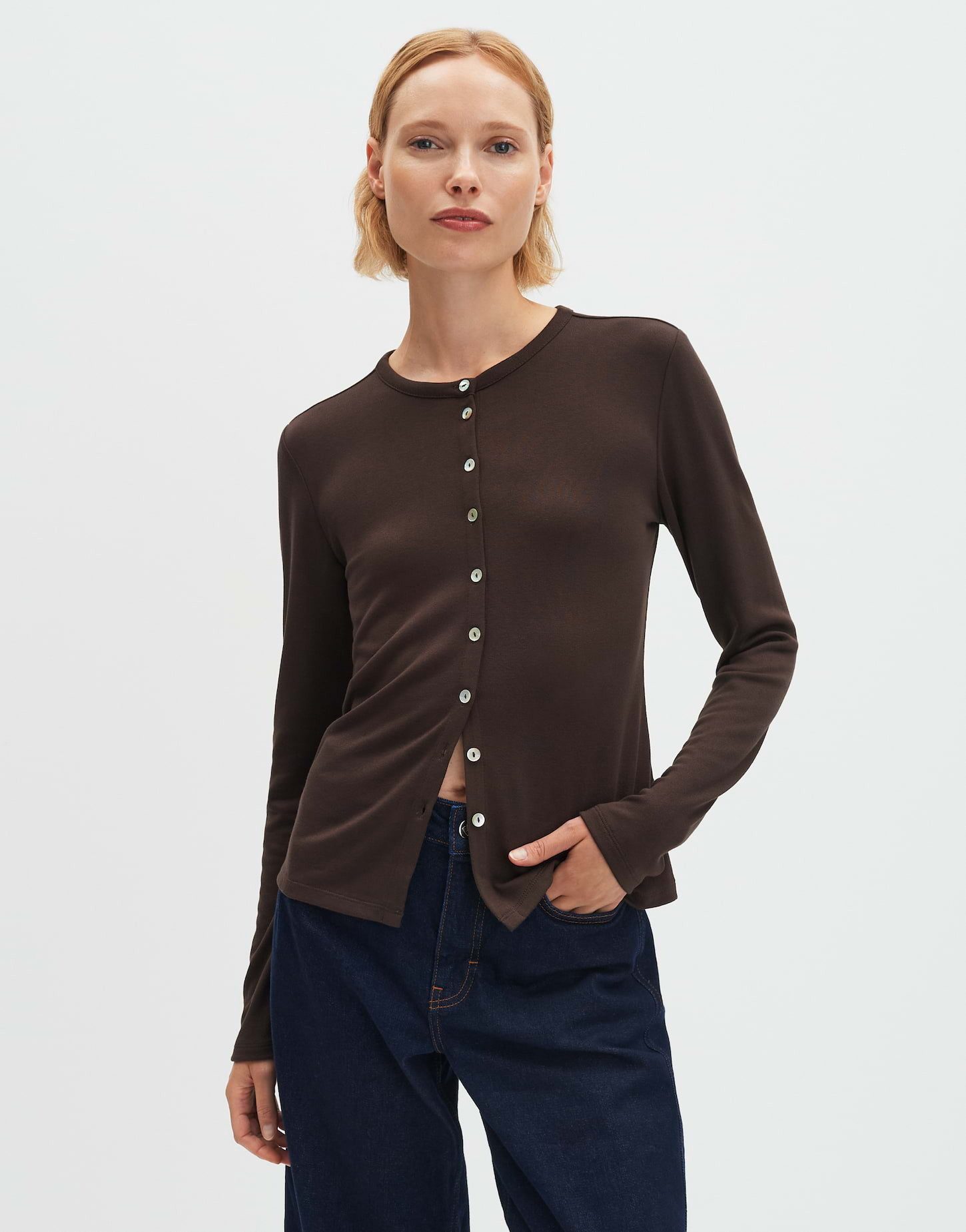 someday Langarmshirt KAMILIA Slim in Strickjacken Optik schmale Passform, figurbetont geschnitten, flexibel