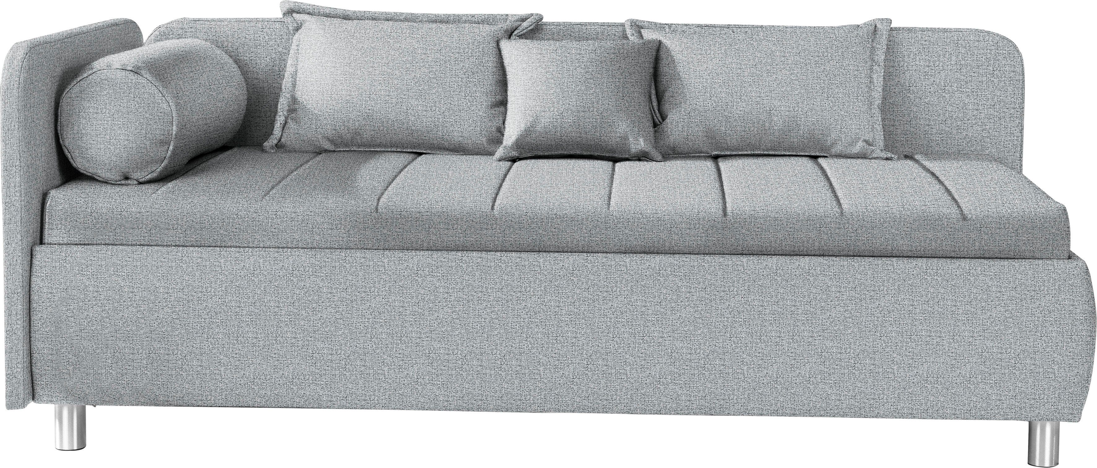 ADA trendline Schlafsofa Kiana, mit Bettkasten und Zierkissen, Liegefläche 90/200 cm oder 100/200 cm grauweiß TMD 9