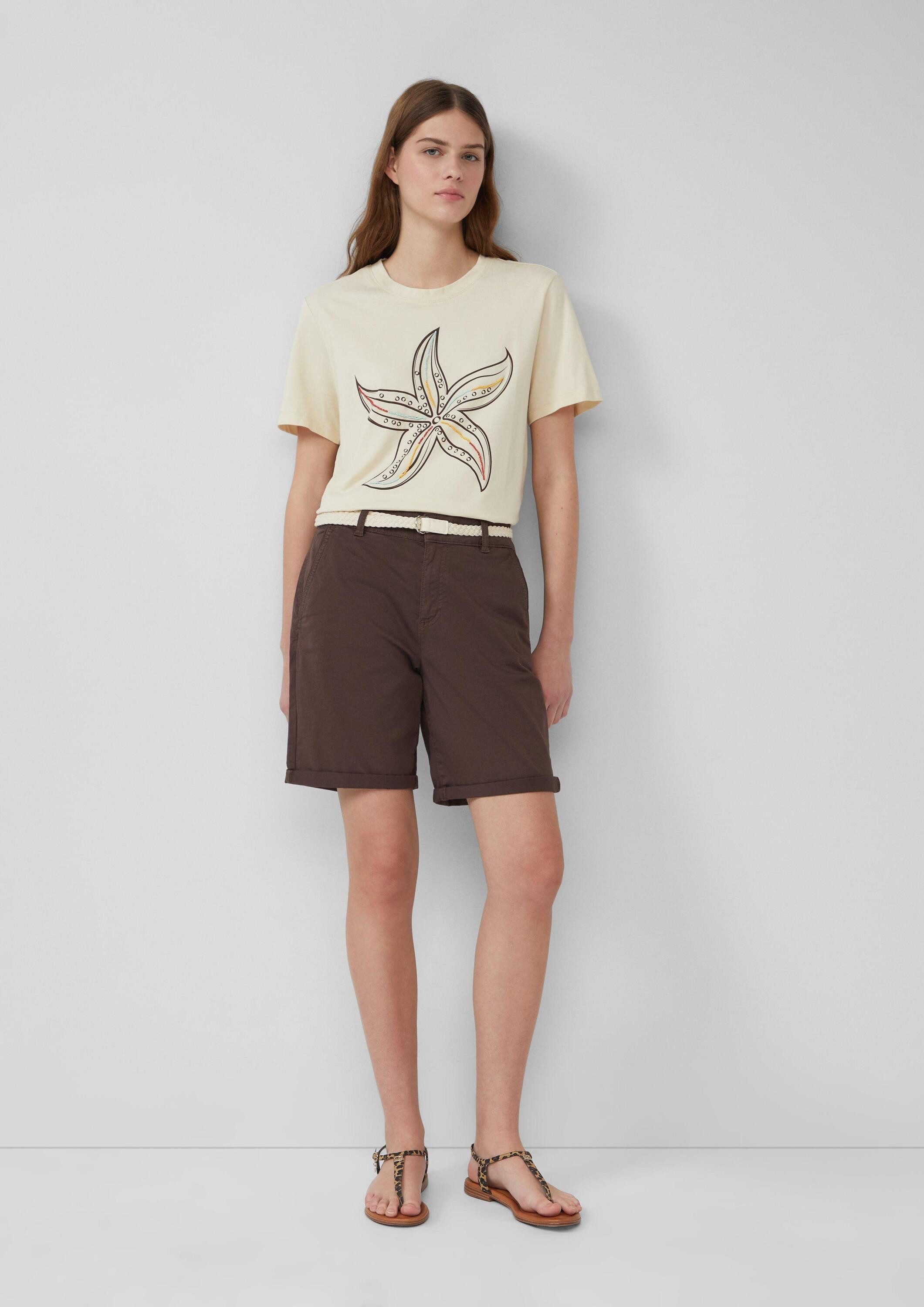 s.Oliver Shorts Hose Shorts mit geflochtenem Gürtel und Garment Dye