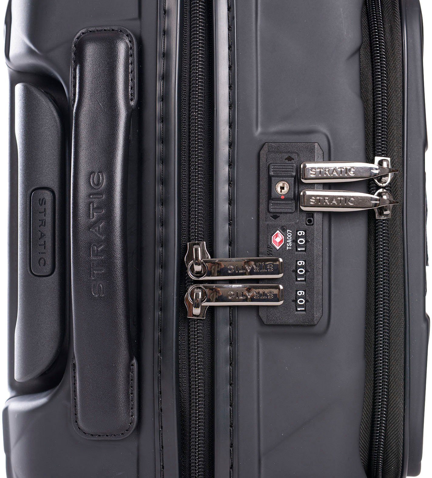 Stratic Hartschalen-Trolley Leather&More S 4 Laptopfach matt NFC-Chip; mit Rollen, black, Vortasche, mit