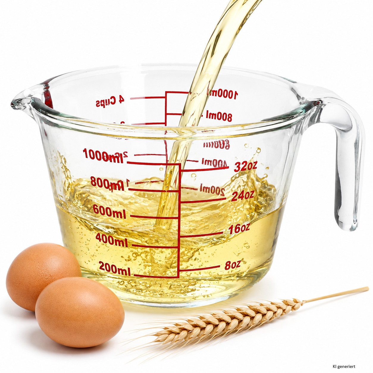 MamboCat Messbecher SKALA Messbecher 1L Glas mit Skalen in Milliliter Unzen Cups Messkrug, Glas