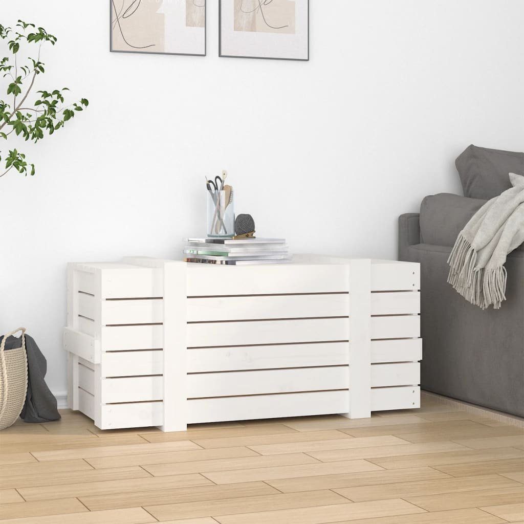 vidaXL Truhe Weiß Holzkiste Box Aufbewahrungstruhe Truhe 91x40,5x42 cm Massivholz K