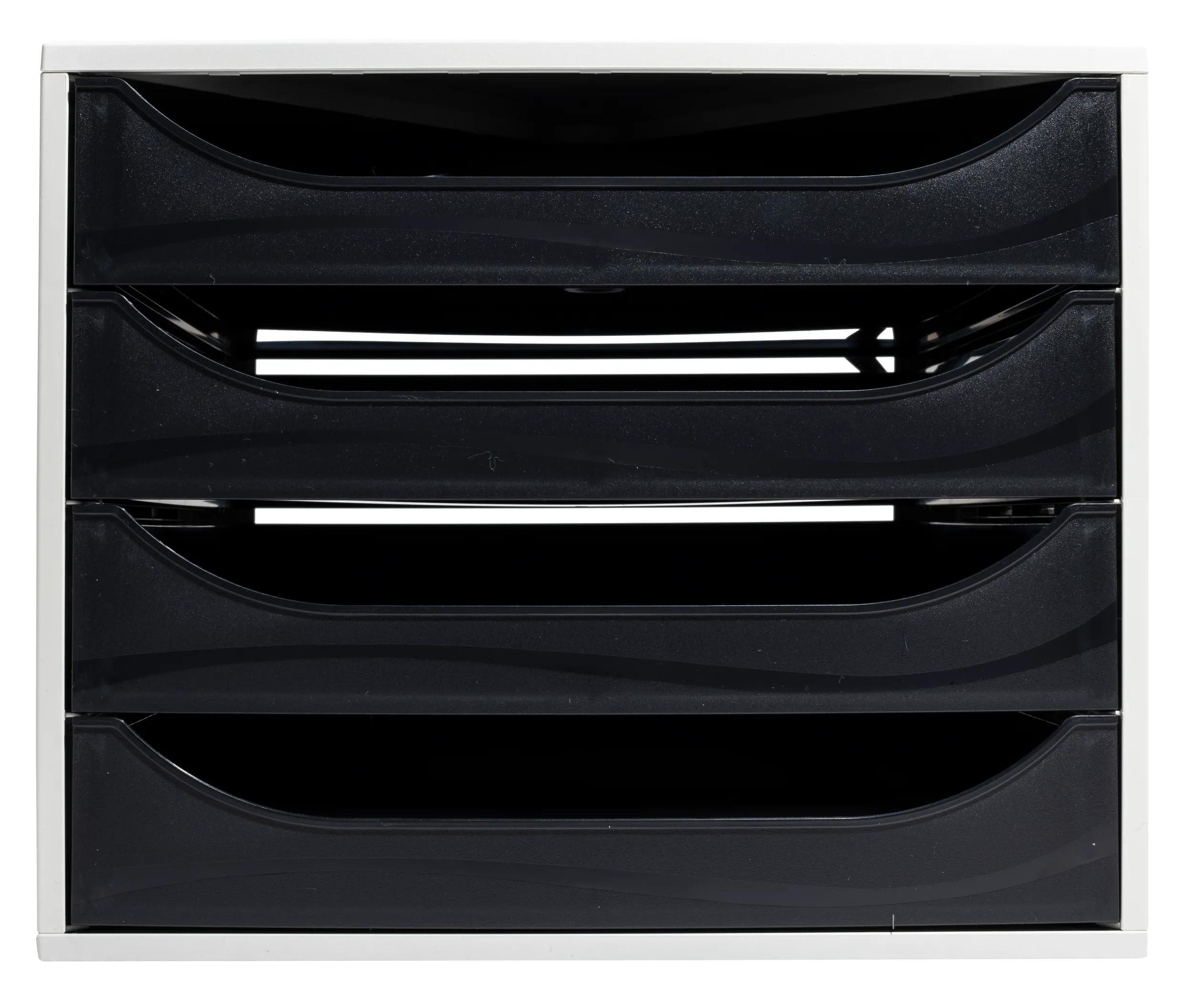 EXACOMPTA Schubladenbox ECOBOX Schubladenbox mit 4 Schubladen - Schwarz - 2286014D, Boxen einzen