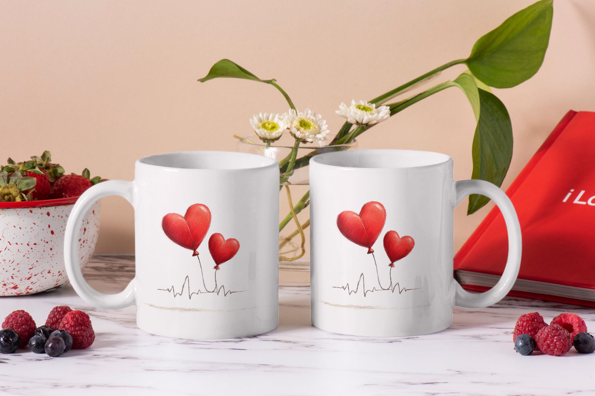 WS-Trend Tasse Liebe Love Herzen Valentinstag Kaffeetasse Teetasse Tasse Geschenkidee, 4-tlg., Keramik