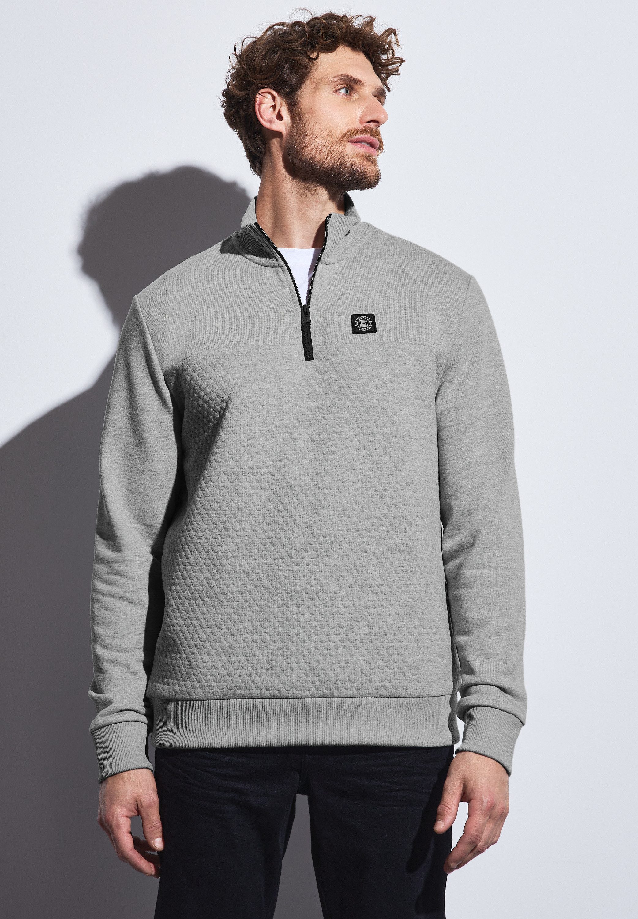 STREET ONE MEN Rollkragenpullover mit Struktur-Muster
