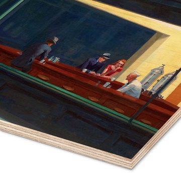 Posterlounge Holzbild Edward Hopper, Nachtschwärmer, Bar Modern Malerei