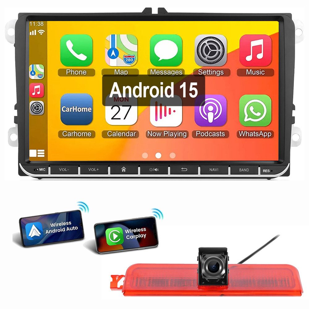 ESSGOO 7"/9" Für VW Caddy Life 2K Facelift Mit Rückfahrkamera Bremsleuchte Autoradio (Digitalradio (DAB), RDS, FM, AM, Apple Carplay Android Auto GPS Navi WIFI BT SWC)