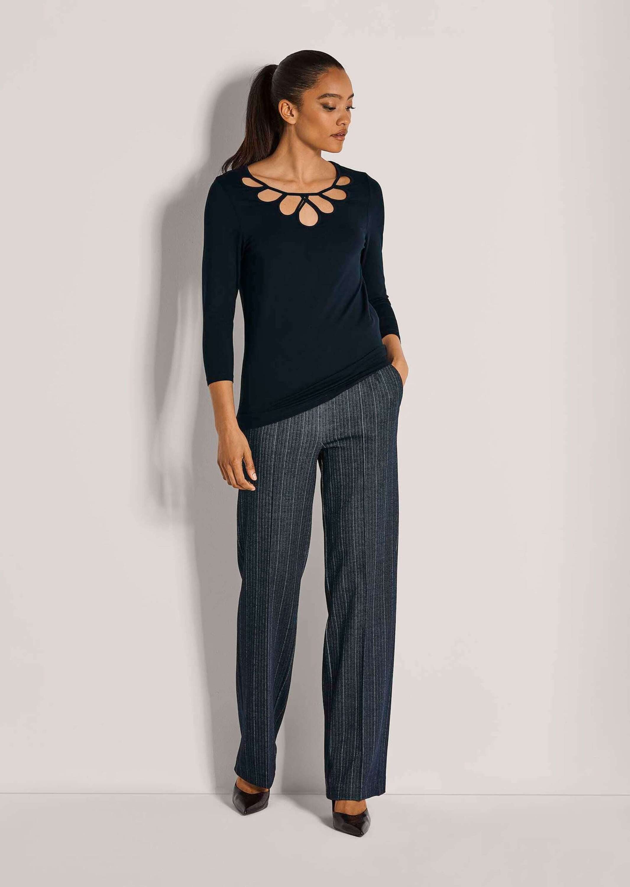 MADELEINE 3/4-Arm-Shirt Elegantes Oberteil mit Cut-Outs Fließender Viskose-Stretch, Rundhals, 3/4-Ärmel